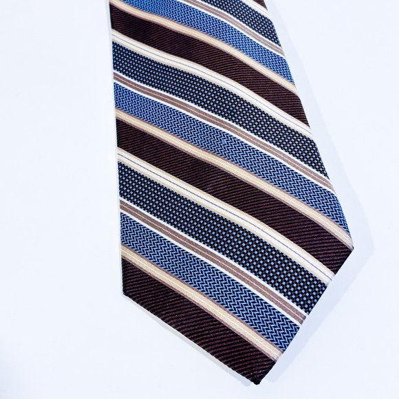 JORSYTH Brown and blue striped tie - Picture 1 of 3